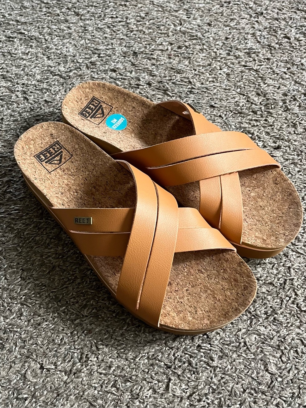 Reef Platform Cushion Bloom Hi Slide Sandals Women's 9 Brown Tan